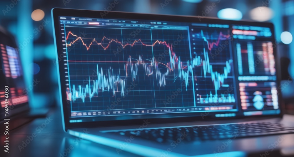 Poster technological analysis in progress - a trader's digital workspace