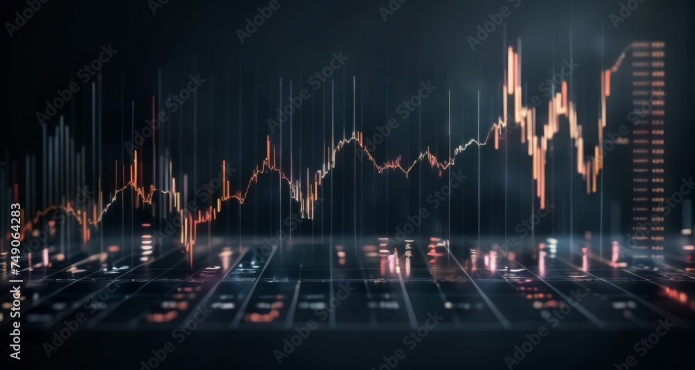 Poster elevated financial data visualization with a focus on growth and performance