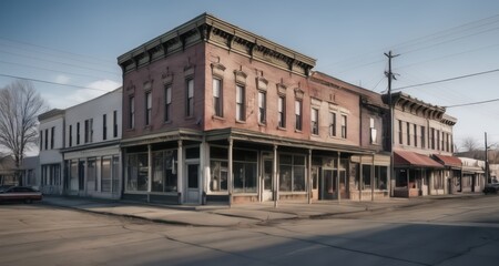 Fototapeta premium Quaint town center with historic brick buildings
