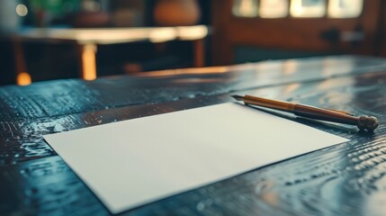 Close up of a good luck note left on an empty desk symbolizing hope farewell message kindness minimalist the note of farewell