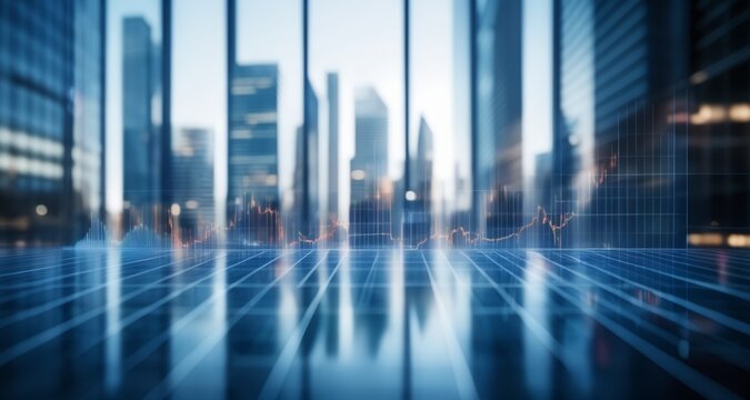  Future-forward cityscape with digital grid overlay