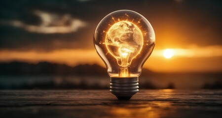  Illuminating Inspiration - A single light bulb with a world inside, symbolizing a moment of enlightenment or a great idea