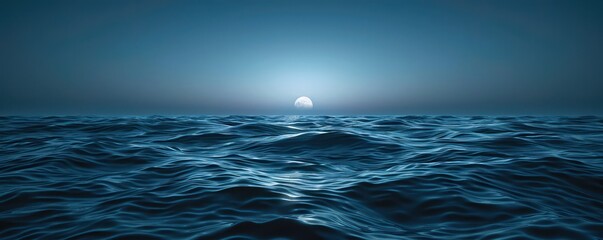 Fototapeta na wymiar Medium shot of the minimalist tranquil ocean surface under moonlight with the hint of a monstrous shadow below capturing tranquility shadow moonlight depth minimalist the tranquil deceit