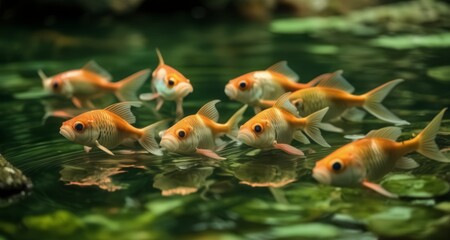  Schooling goldfish in a vibrant aquarium