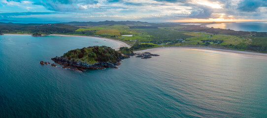 Aerial shot of Matai bay, Northland, New Zealand