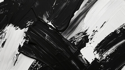 Dramatic Contrast: Black on White Abstract Paint Strokes