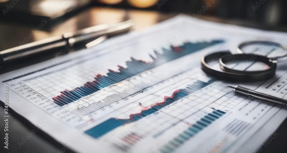 Poster analyzing financial data with precision tools