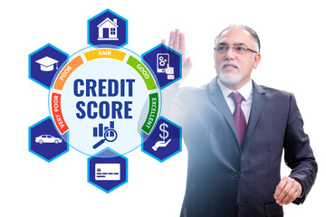 Businessman in credit score concept