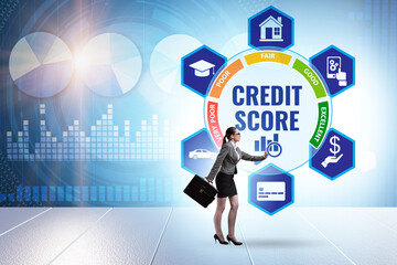 Credit score concept with businesswoman