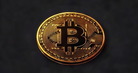  Golden Bitcoin, the digital currency symbol