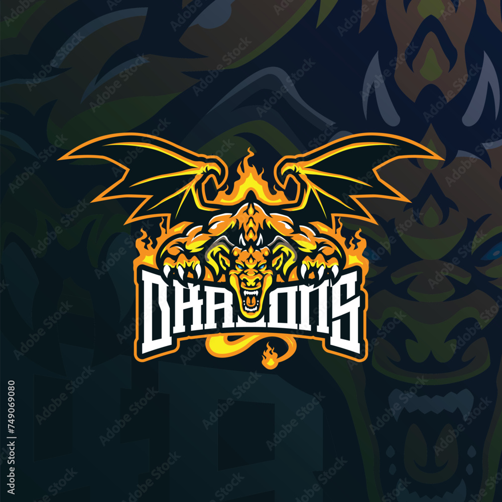 Wall mural dragon mascot logo design vector with modern illustration concept style for badge, emblem and t shir