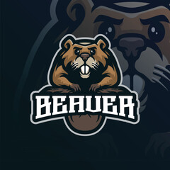 Beaver mascot logo design vector with modern illustration concept style for badge, emblem and t shirt printing. Cute beaver illustration.