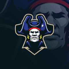 Patriot mascot logo design vector with modern illustration concept style for badge, emblem and t shirt printing. Patriot head illustration.