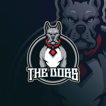 Dog mascot logo design vector with modern illustration concept style for badge, emblem and t shirt printing. Stand dog illustration.