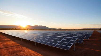 solar panels ,sunset background