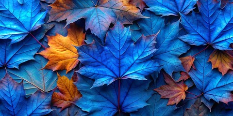 Fototapeta na wymiar Background Group Autumn Blue Leaves: Ideal for Seasonal Themes, Nature Concepts, and Environmental Designs.