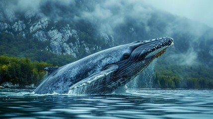 Fototapeta premium jumping humpback whale