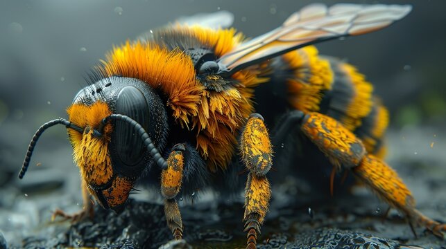 bee with beautiful shade of yellow-orange 
