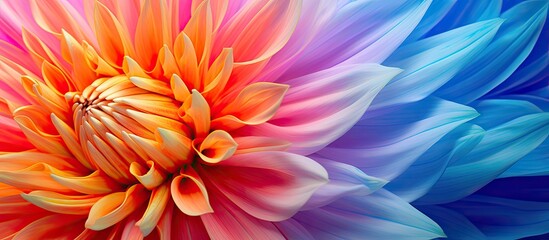 A close-up view of a vibrant and colorful flower in full bloom, set against a simple white background. The petals display a beautiful array of hues, while the details of the flowers structure are - Powered by Adobe