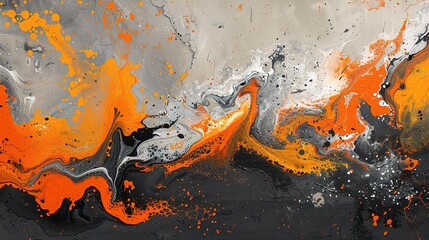 abstract art, modern painting, grey and orange wall art