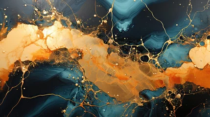 Keuken foto achterwand abstract wave ocrean painting background, ai © Rachel Yee Laam Lai