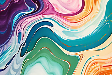 Closeup of abstract watercolor paint background texture with liquid fluid marbled paper texture banner texture. Generative AI (생성형 AI) - obrazy, fototapety, plakaty