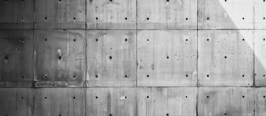 A monochromatic shot showcasing the detailed and raw texture of a horizontal concrete wall. The stark contrast between the light and dark elements creates a visually striking composition.