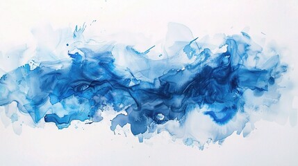 Abstract blue watercolor on white background.The color splashing on the paper