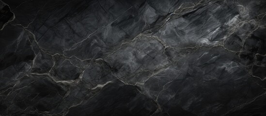 This high-resolution black and white marble texture background showcases a dark gray glossy marble stone pattern, perfect for digital wall tiles and floor tiles. The intricate details of the dark grey - obrazy, fototapety, plakaty
