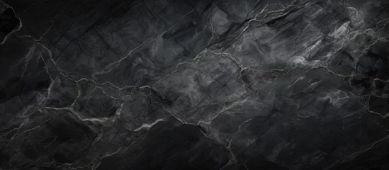 Foto op Canvas This high-resolution black and white marble texture background showcases a dark gray glossy marble stone pattern, perfect for digital wall tiles and floor tiles. The intricate details of the dark grey © Emin
