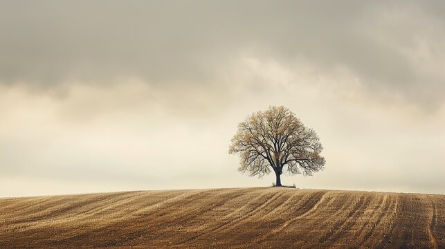 Lone Tree in Field, Symbol of Resilience and Growth