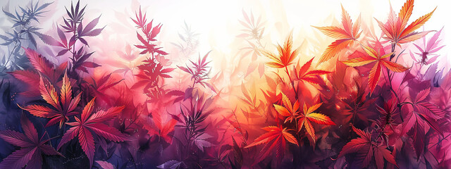 Watercolor Marijuana plant on white background - obrazy, fototapety, plakaty