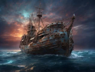 Fotobehang ship in the sea © Melissa