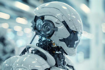 3D Rendering futuristic robot technology development artificial intelligence AI and machine learning concept. 