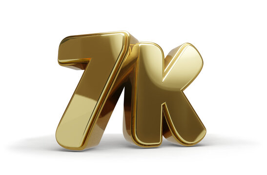 7k Dourado com Fundo Transparente e Sombra