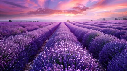 Obraz premium Beautiful detail of scented lavender flowers field perfect Radiant Orchid color