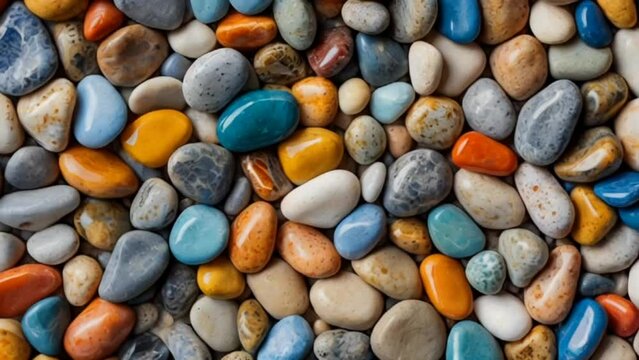 Colorful beautiful pebbles on the beach