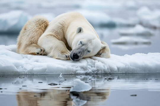 Beautiful polar bears resting or resting on ice.