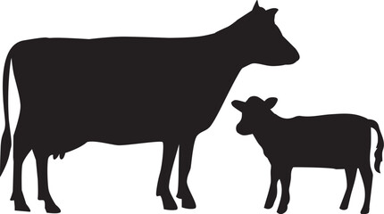 Vector cow and calf
