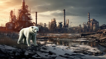 Polar bear and global warming - obrazy, fototapety, plakaty