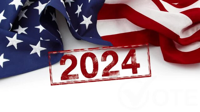 Political Vote Election Flag white Background Video animation USA 2024