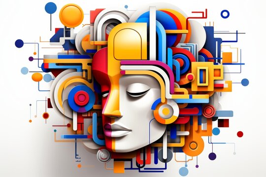 Abstract human head with creative mind and psychic waves