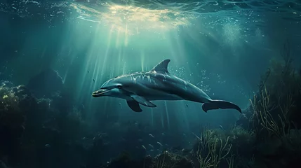 Fototapeten Dolphin in clear blue sea © Nataliya