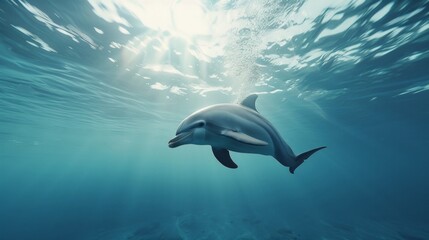 Fototapeta premium Dolphin in clear blue sea