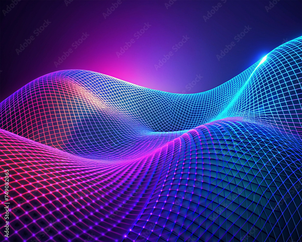 Poster abstract technology background with hexagons and glowing particles. vector illustration.
