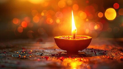 burning diya, on Happy Diwali, Shubh Diwali meaning with beautiful background