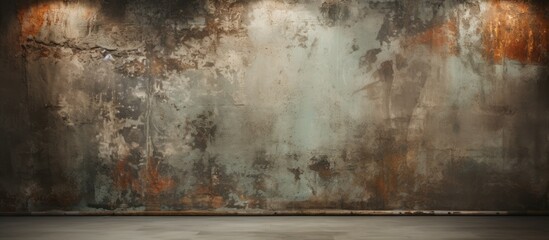 A grunge studio background featuring an empty room with a concrete floor and a wall. The stark simplicity of the space is highlighted by the industrial elements and lack of furnishings.