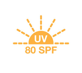 80 SPF sunlight protection. Cream of skin for defense, sunscreen. Block UV ray