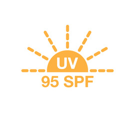 95 SPF sunlight protection. Cream of skin for defense, sunscreen. Block UV ray