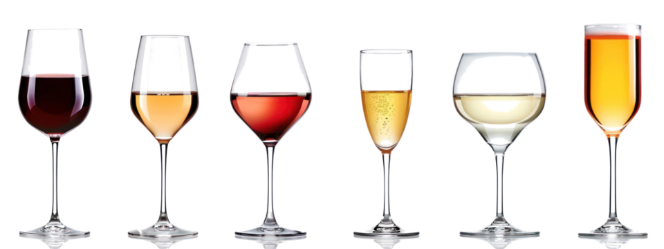 Row of Wine Glasses Filled With Different Types of Wine Generative AI